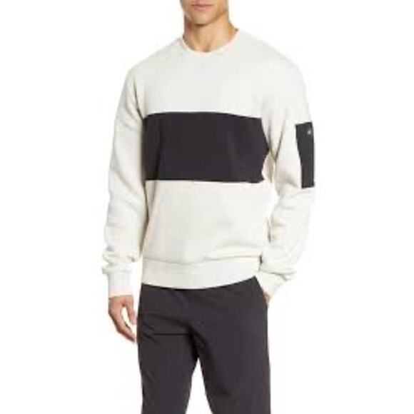 Alo Yoga Other - Alo Yoga Men’s Traverse Mixed Media Pullover Bone/Black Crewneck Sweatshirt 2XL